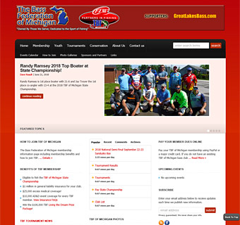 Thumbnail screenshot of The Bass Federation of Michigan MichiganTBF.com website