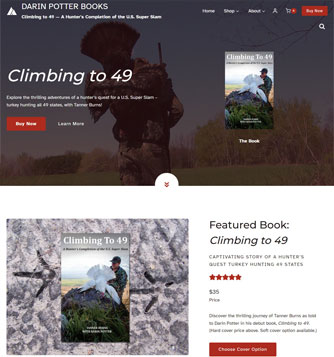 Darin Potter Books - Climbing to 49 home page screenshot.